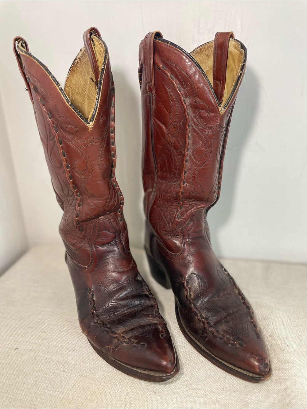 Vintage Acme 1970s-80s Burgundy/Oxblood Acme Bucklace Western Cowboy Boots - Picture 4 of 14